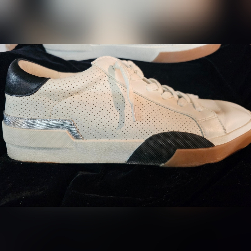 Dolce Vita Cream and Black Perforated Sneakers